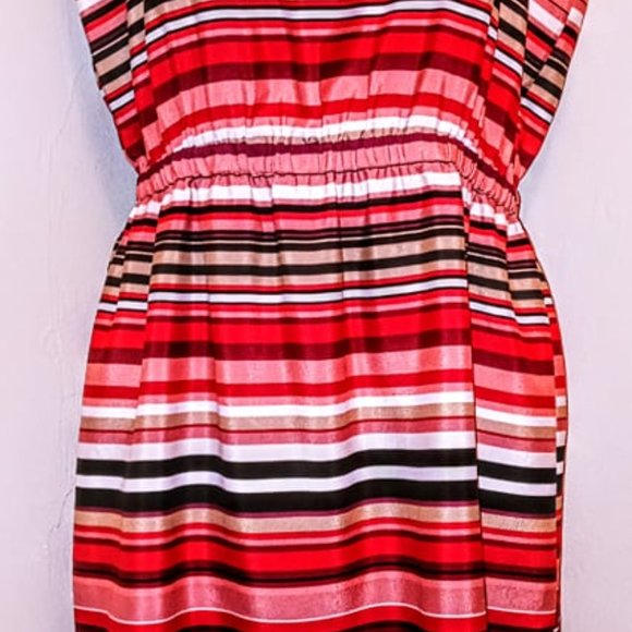 LOFT PINK PEACH & TAN DRESS - Picture 2 of 8